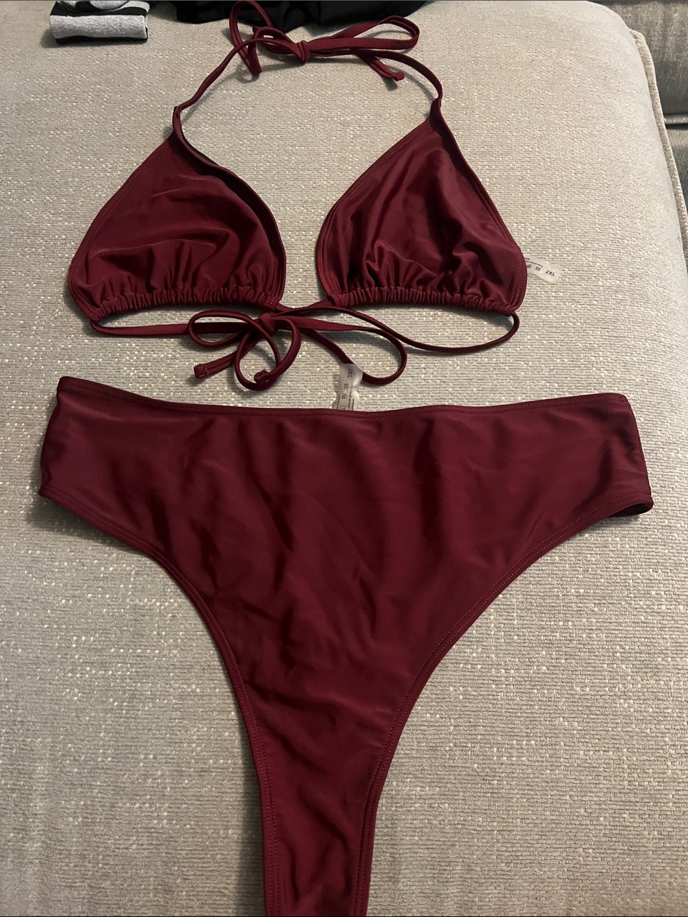 Burgundy Triangle Tie Bikini Set
